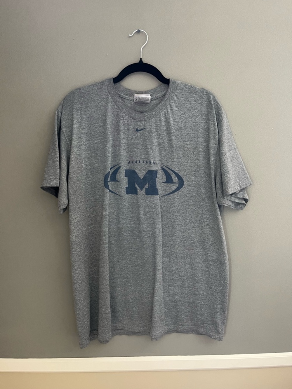 Nike University of Michigan UofM Football Cotton Blend Short Sleeve Graphic Tee